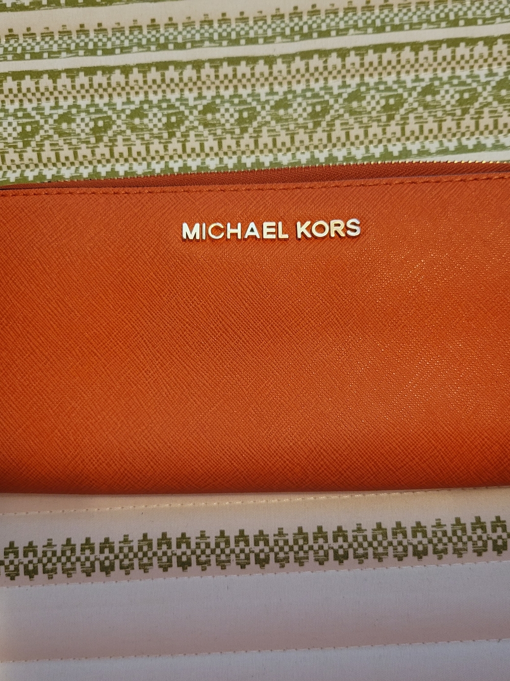 Michael Kors Orange Leather Zip Wallet